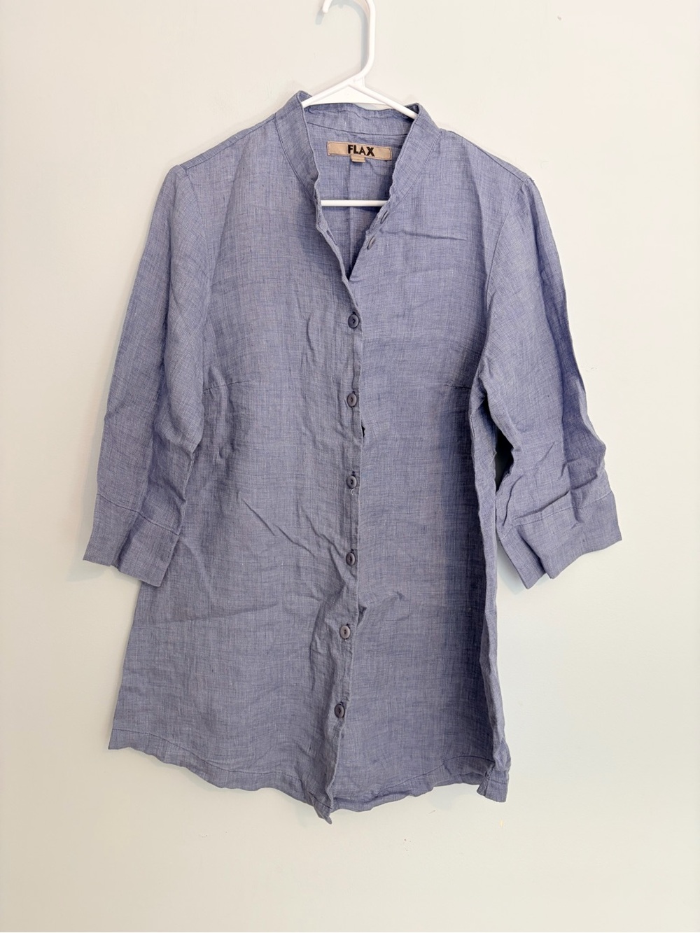FLAX Linen Button-Up Shirt in Blue